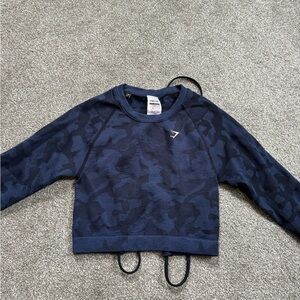 Gymshark Navy Camo Cropped Sweatshirt